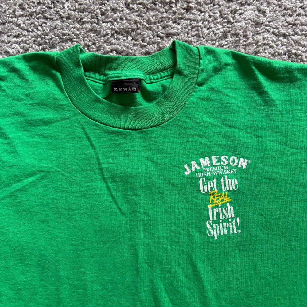Vintage 90s Jameson Premium Irish Whiskey Spirit Green T Shirt Mens Size XL